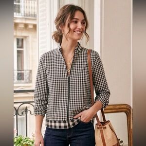 Vintage Christopher & Banks Gingham Zip-Up blouse. Size L.